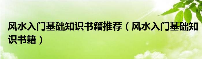 风水入门书籍_摇鞭派风水入门书籍_入门风水书籍好的有哪些