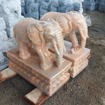 寺庙守门神兽石雕大象不一定都是六牙石象
