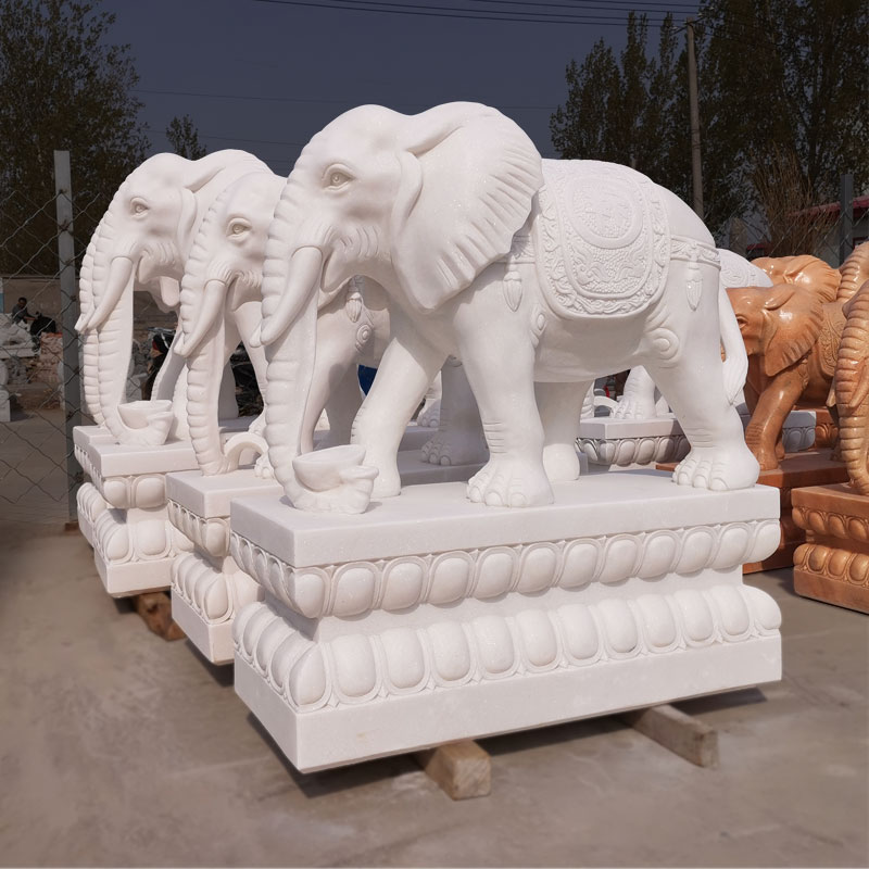 寺庙守门神兽石雕大象不一定都是六牙石象