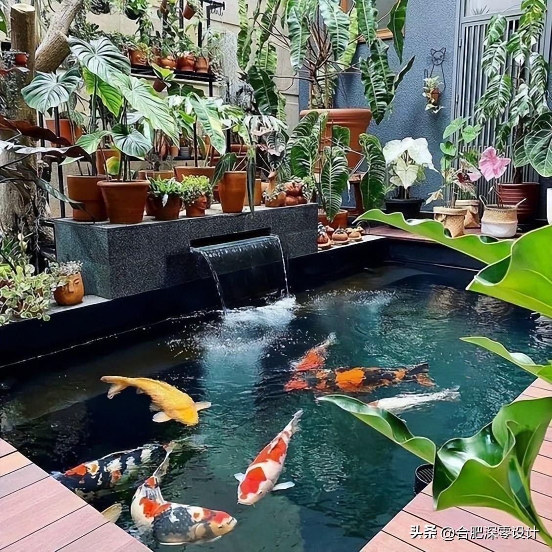 不靠院子，室内设水景养鱼，这3处均可考虑，比用鱼缸有意思多了