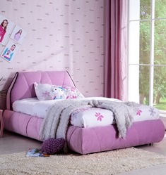 粉紫色布艺儿童床