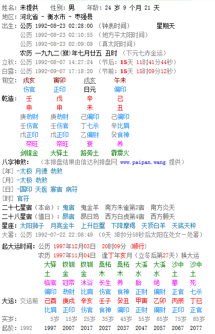 八字命理排盘系统