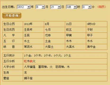 八字查询表:出生日期生辰八字查询表