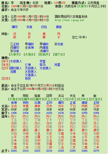 个人命盘详解(免费版) 个人八字详解(免费版)