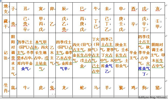 十二地支的五行属性